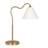 Ornate Brass Ring Base Curved Table Lamp with Triangle White Drum Shade from Ashcroft Furniture - Luna Furniture
