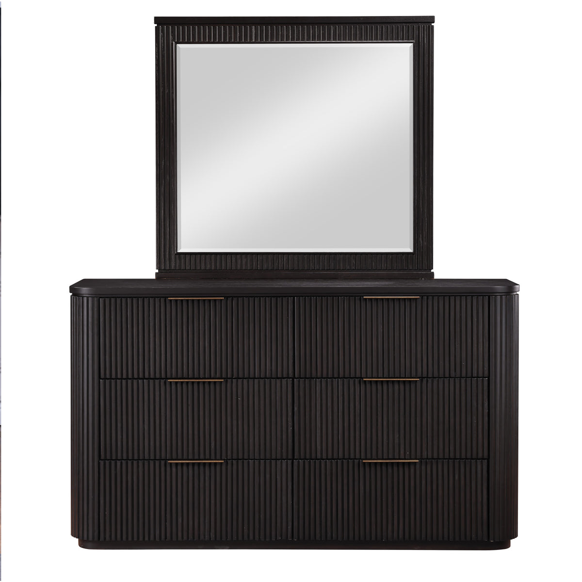 Henry 65″ 6-Drawer Reeded Dresser and Mirror, Espresso Finish from Steve Silver - Luna Furniture