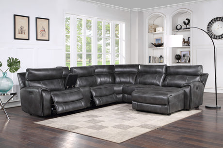 Provo Gray 6-Piece RAF Chaise Dual Power Reclining Sectional from Steve Silver - Luna Furniture