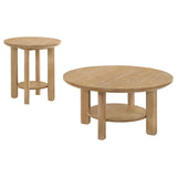Ottowa Light Oak 2-Piece Round Wood Coffee Table Set from Coaster - Luna Furniture