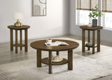 Ottowa Brown 3-Piece Round Wood Coffee Table Set from Coaster - Luna Furniture