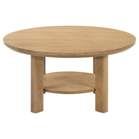 Ottowa Light Oak 3-Piece Round Wood Coffee Table Set from Coaster - Luna Furniture