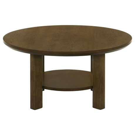Ottowa Brown 36-inch Round Wood Cocktail Coffee Table from Coaster - Luna Furniture