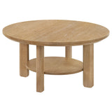 Ottowa Light Oak 36-inch Round Wood Cocktail Coffee Table from Coaster - Luna Furniture