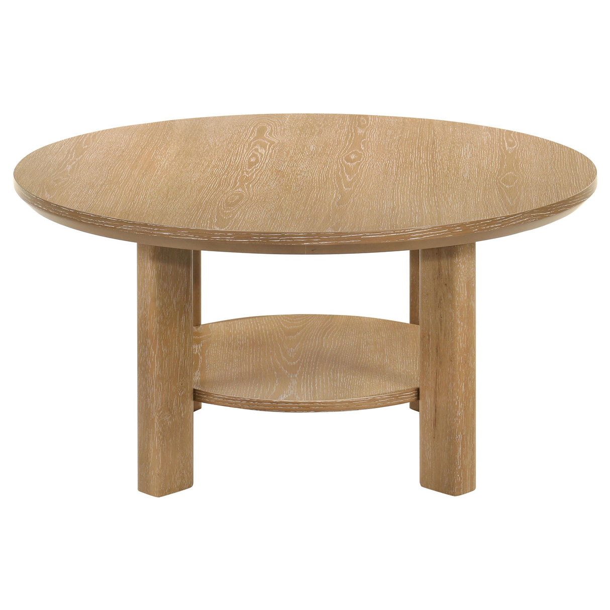 Ottowa Light Oak 36-inch Round Wood Cocktail Coffee Table from Coaster - Luna Furniture