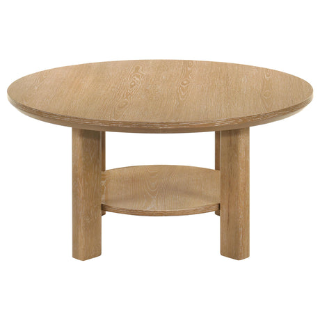 Ottowa Light Oak 36-inch Round Wood Cocktail Coffee Table from Coaster - Luna Furniture