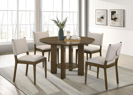Ottowa Brown Round Wood Dining Table with Shelf from Coaster - Luna Furniture