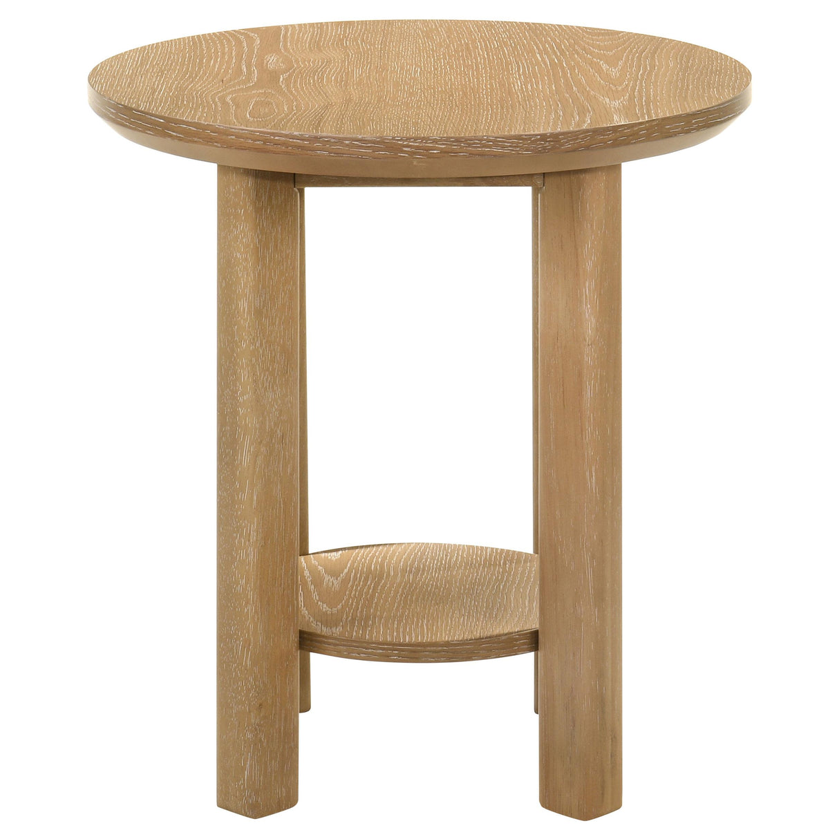 Ottowa Light Oak Round Wood Side End Table with Shelf from Coaster - Luna Furniture