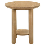 Ottowa Light Oak Round Wood Side End Table with Shelf from Coaster - Luna Furniture
