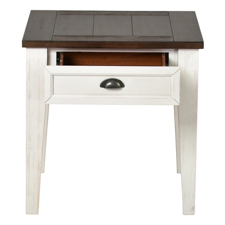 Cayla End Table, Dark Oak/White from Steve Silver - Luna Furniture