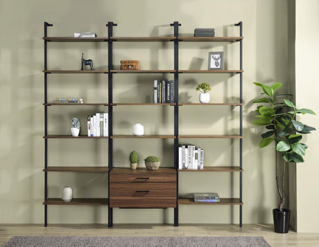 Owens Walnut 3-piece 96-inch Wall Mounted Bookshelf Set from Coaster - Luna Furniture