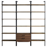 Owens Walnut 3-piece 96-inch Wall Mounted Bookshelf Set from Coaster - Luna Furniture