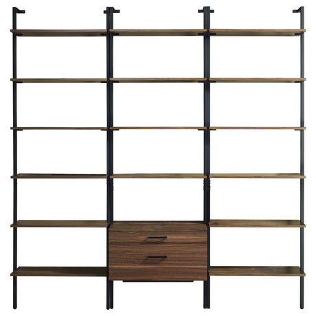 Owens Walnut 3-piece 96-inch Wall Mounted Bookshelf Set from Coaster - Luna Furniture