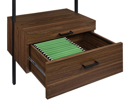 Owens Walnut 31-inch 4-Shelf Storage Wall Bookshelf from Coaster - Luna Furniture