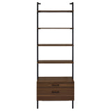 Owens Walnut 31-inch 4-Shelf Storage Wall Bookshelf from Coaster - Luna Furniture