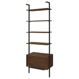 Owens Walnut 31-inch 4-Shelf Storage Wall Bookshelf from Coaster - Luna Furniture