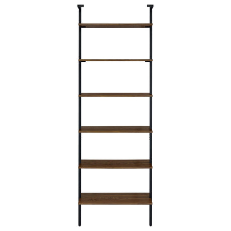 Owens Walnut 31-inch 6-Shelf Wall Bookshelf from Coaster - Luna Furniture