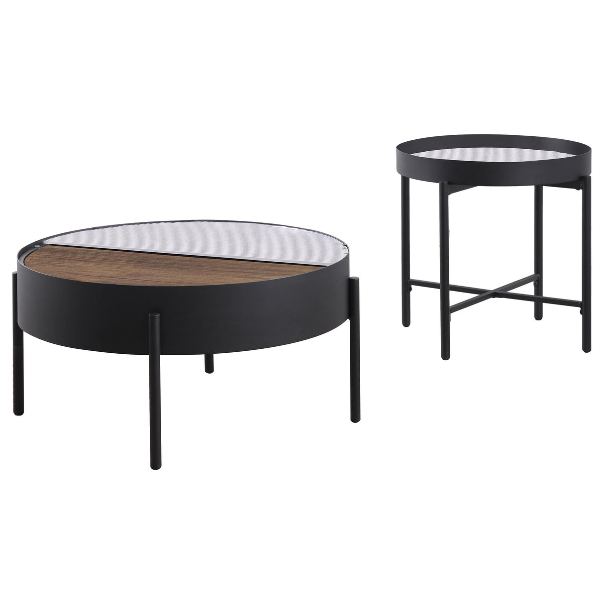 Ozella Sandy Black 2-Piece Round Coffee and End Table Set from Coaster - Luna Furniture
