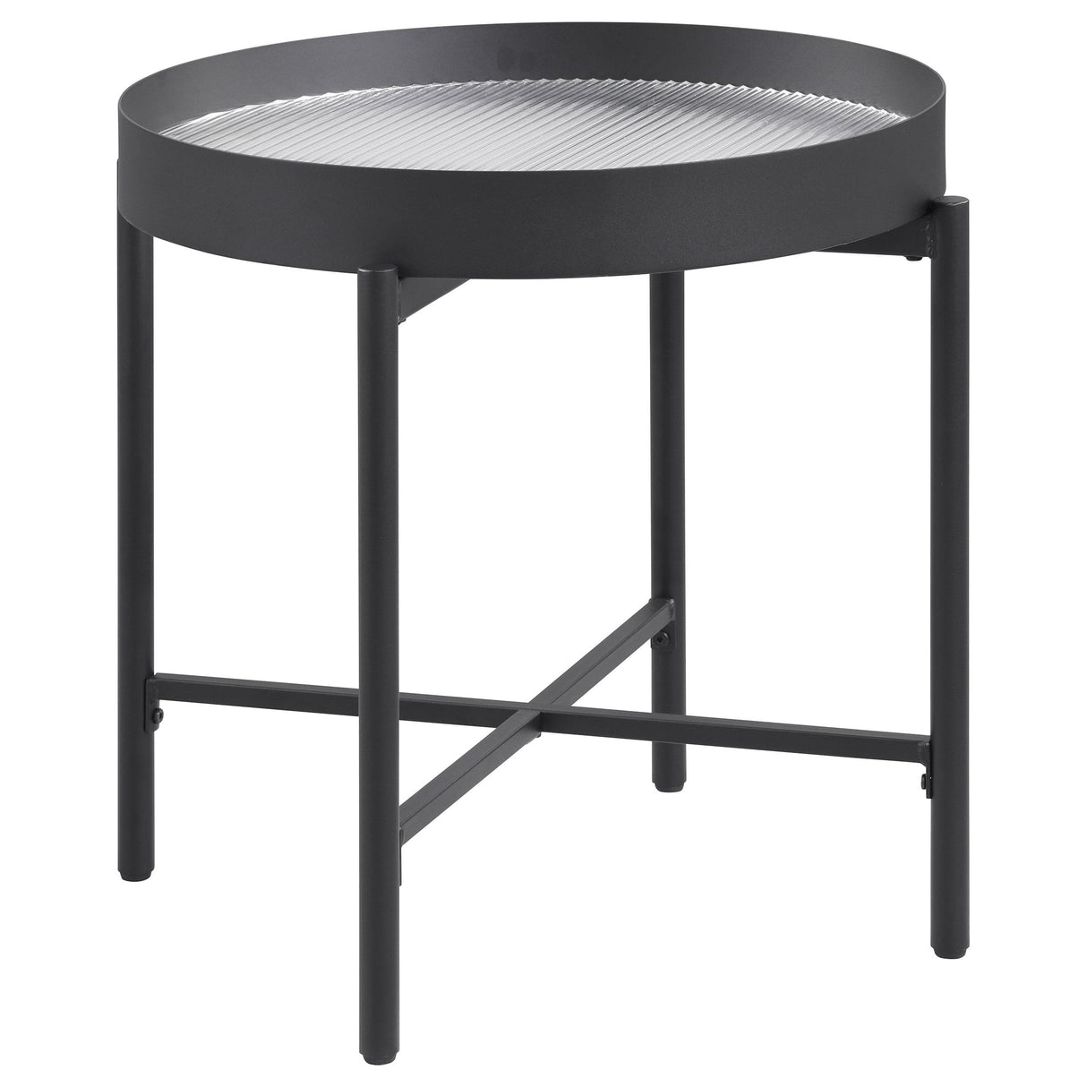 Ozella Sandy Black 2-Piece Round Coffee and End Table Set from Coaster - Luna Furniture