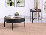 Ozella Sandy Black 2-Piece Round Coffee and End Table Set from Coaster - Luna Furniture