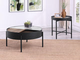 Ozella Sandy Black 2-Piece Round Coffee and End Table Set from Coaster - Luna Furniture