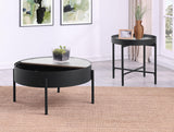 Ozella Sandy Black 2-Piece Round Coffee and End Table Set from Coaster - Luna Furniture