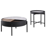 Ozella Sandy Black 2-Piece Round Coffee and End Table Set from Coaster - Luna Furniture