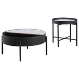 Ozella Sandy Black 2-Piece Round Coffee and End Table Set from Coaster - Luna Furniture