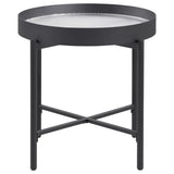 Ozella Sandy Black Round End Table with Recessed Top from Coaster - Luna Furniture