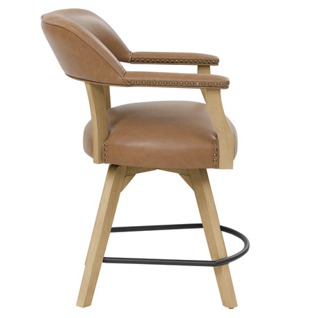Rylie Natural/Camel Vegan Leather 24″ Counter Captains Chair, Set of 2 from Steve Silver - Luna Furniture
