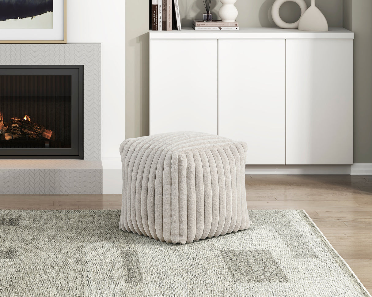 Easley Off-White Corduroy Pouf from Homelegance - Luna Furniture