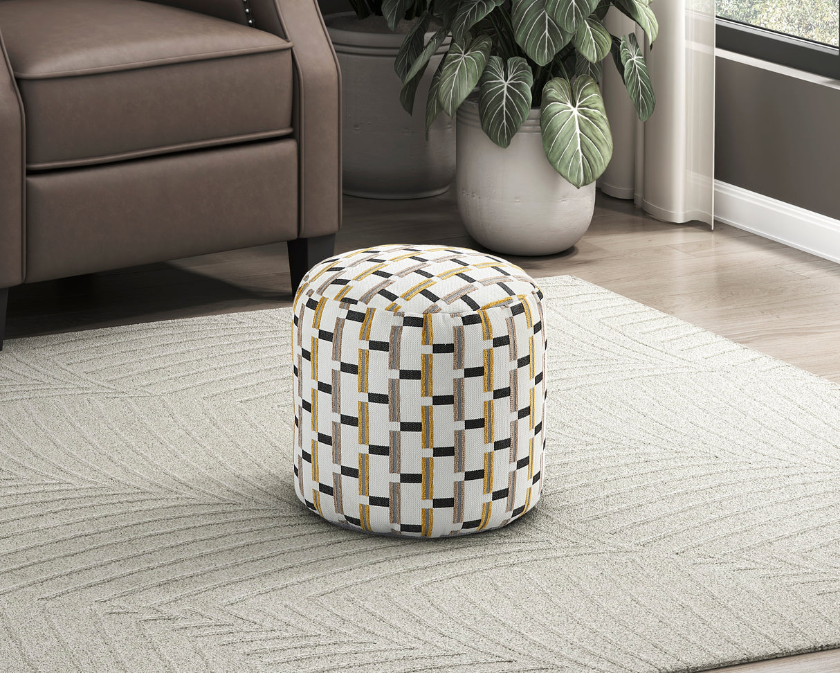 Easley Multi-Color Cylindrical Linear-Pattern Jacquard Pouf from Homelegance - Luna Furniture