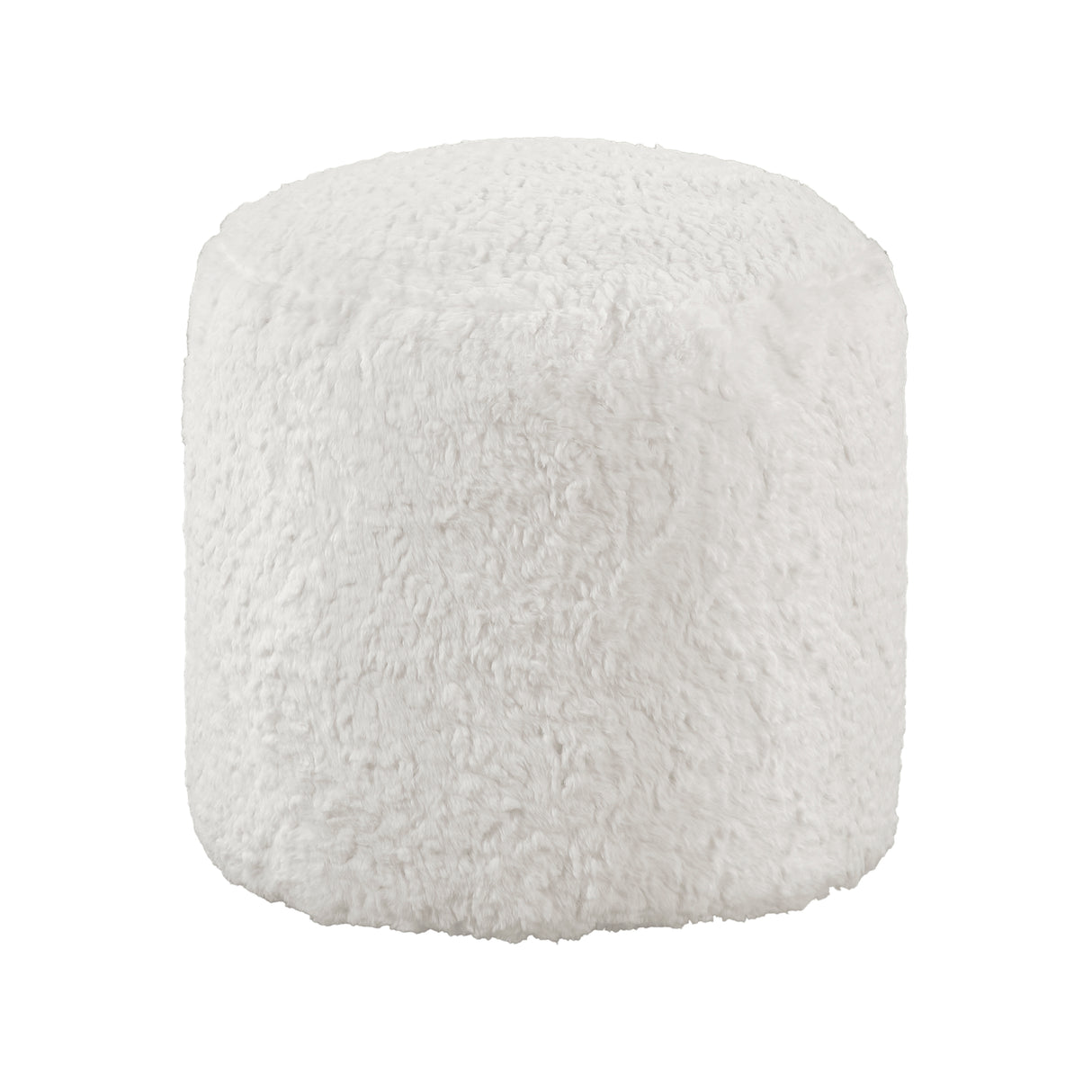 Easley Off-White Cylindrical Faux Fur Pouf from Homelegance - Luna Furniture