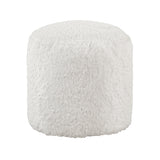 Easley Off-White Cylindrical Faux Fur Pouf from Homelegance - Luna Furniture