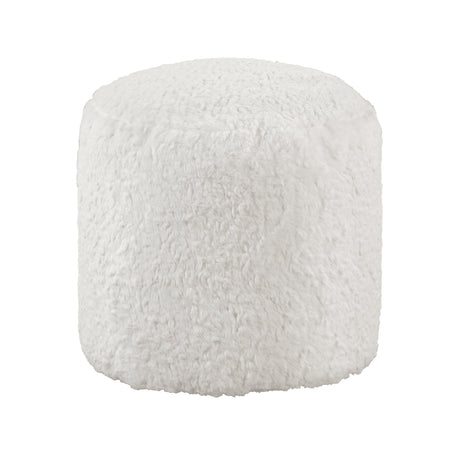 Easley Off-White Cylindrical Faux Fur Pouf from Homelegance - Luna Furniture