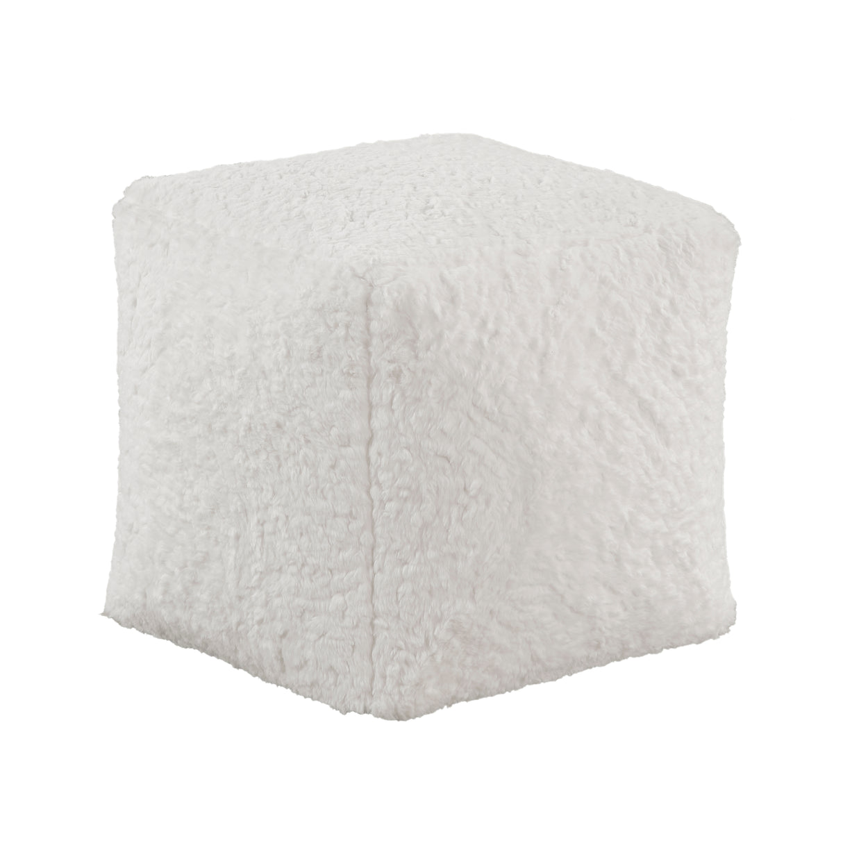 Easley Off-White Square Faux Fur Pouf from Homelegance - Luna Furniture