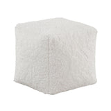 Easley Off-White Square Faux Fur Pouf from Homelegance - Luna Furniture