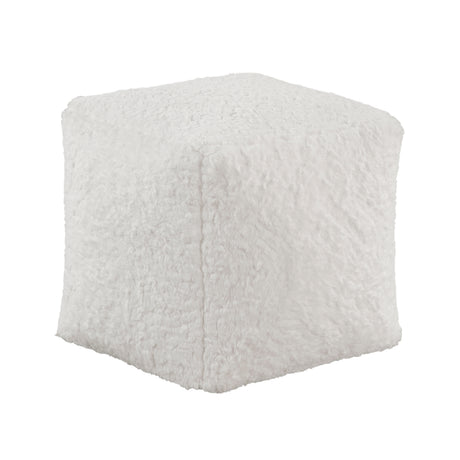 Easley Off-White Square Faux Fur Pouf from Homelegance - Luna Furniture