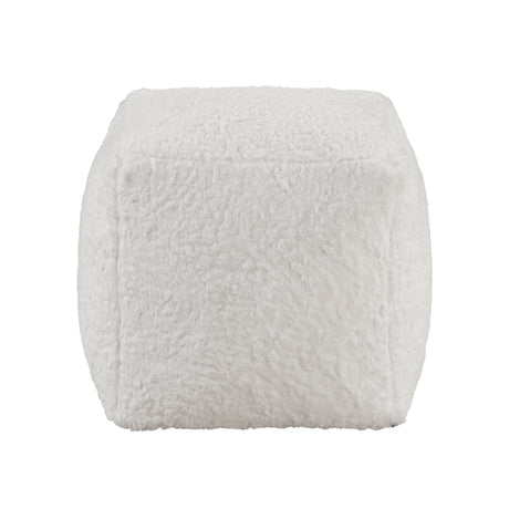 Easley Off-White Square Faux Fur Pouf from Homelegance - Luna Furniture