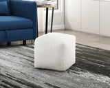 Easley Off-White Square Faux Fur Pouf from Homelegance - Luna Furniture