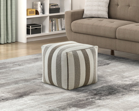 Easley Neutral Multi-Color Jacquard Pouf from Homelegance - Luna Furniture