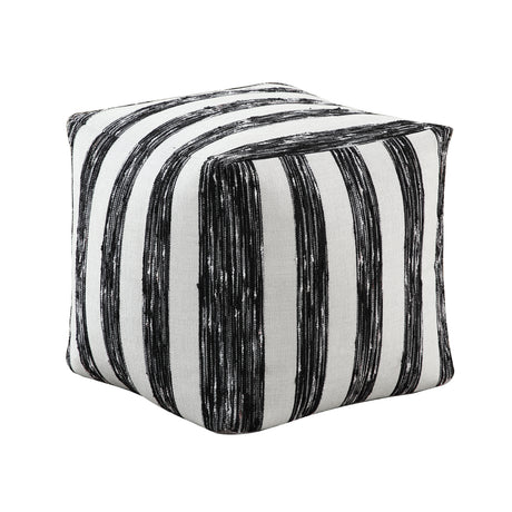 Easley Black/White Jacquard Pouf from Homelegance - Luna Furniture