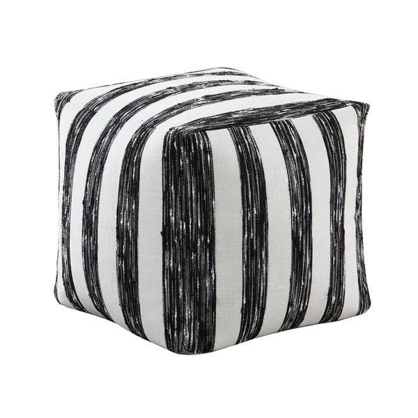 Easley Black/White Jacquard Pouf
