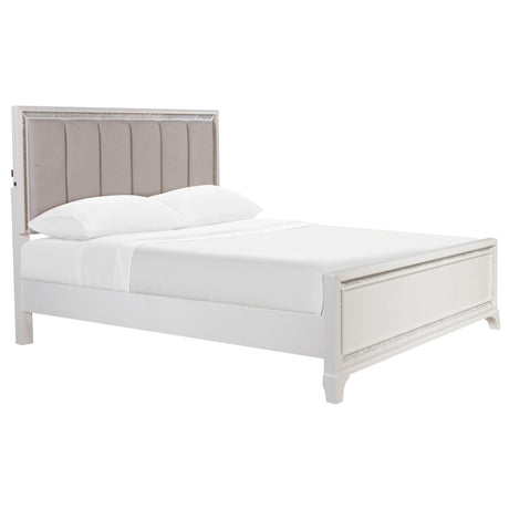 Cassie Illuminating King Bed, Shimmering Pearl Finish from Steve Silver - Luna Furniture