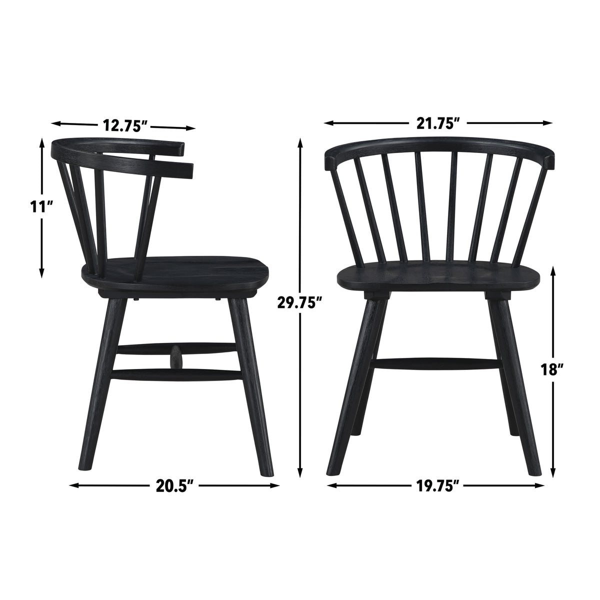 Willow Solid Wood Dining Chair, Black from Steve Silver - Luna Furniture