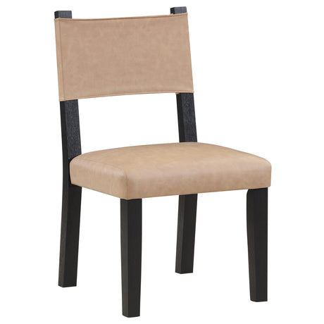 Aubrey Black/Camel Vegan Leather Side Chair, Set of 2 from Steve Silver - Luna Furniture