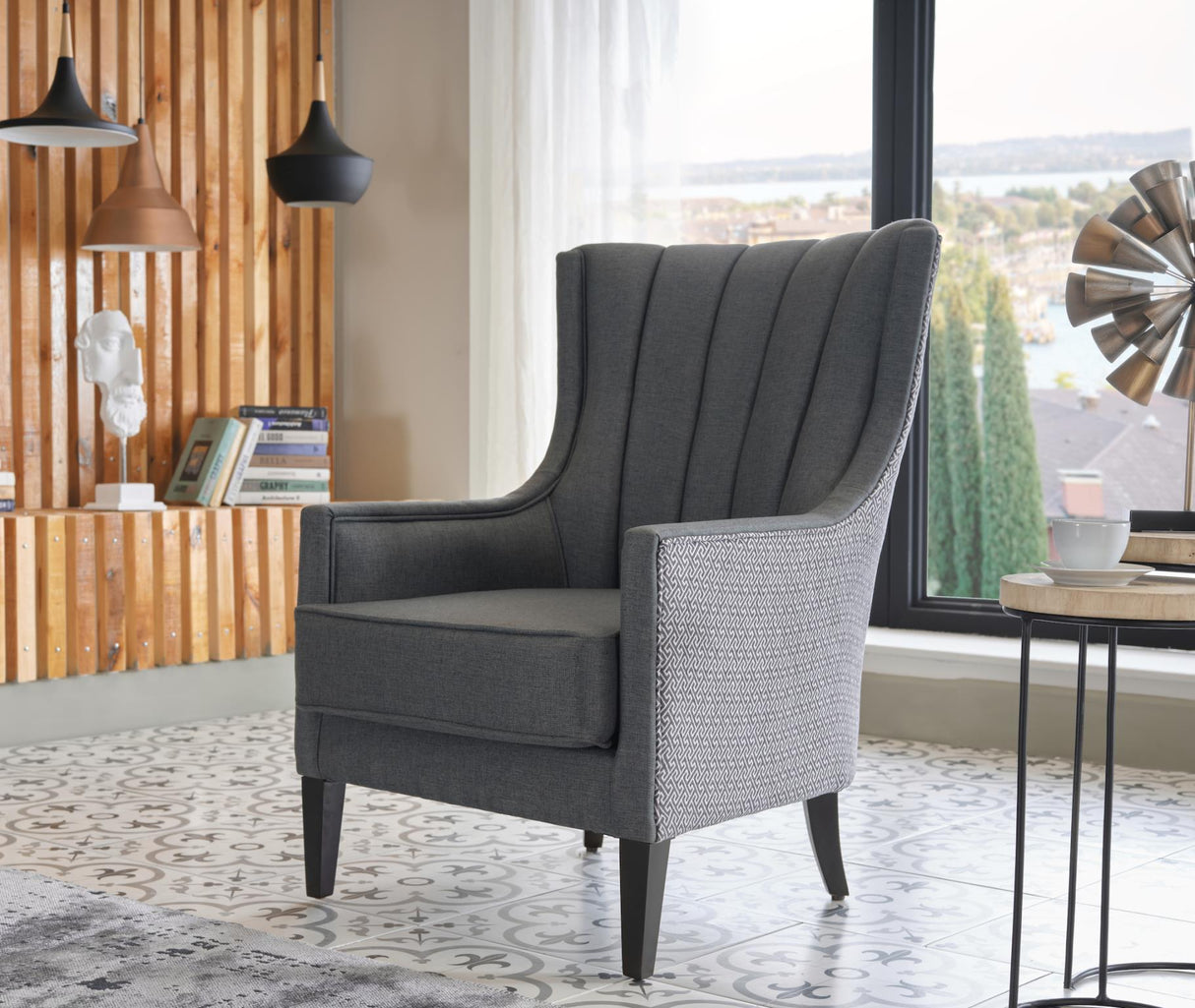 Palmer Corvet Anthracite Accent Armchair from Bellona - Luna Furniture