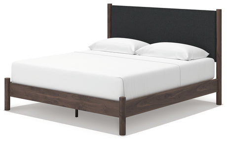 Pamytta Brown King Upholstered Panel Platform Bed from Ashley - Luna Furniture