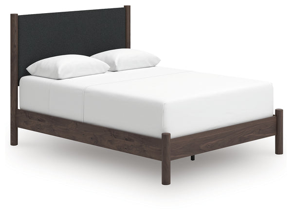 Pamytta Brown Queen Upholstered Panel Bed