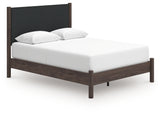 Pamytta Brown Queen Upholstered Panel Platform Bed from Ashley Furniture - Luna Furniture
